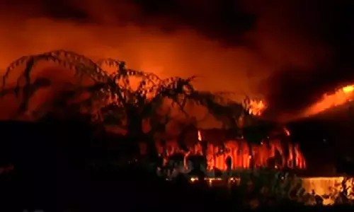 Massive fire engulfs Thiruneermalai godown at midnight; over 50 firemen deployed to douse it