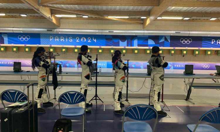 Indias 10m Air Rifle Mixed Team shooters training at Chateauroux Indias 10m Air Rifle Mixed Team shooters training at Chateauroux