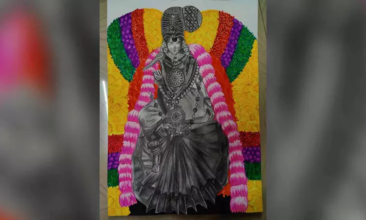 Melding inexorable faith for Meenakshi with art Melding inexorable faith for Meenakshi with art