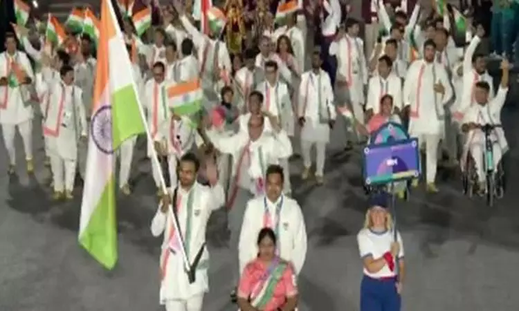 Indian contingent led out by Sumit, Bhagyashri at Paralympic opening ceremony