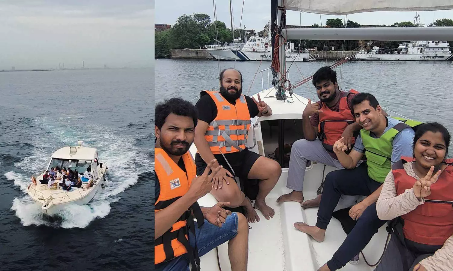 Sailing along the Chennai shoreline in a yacht