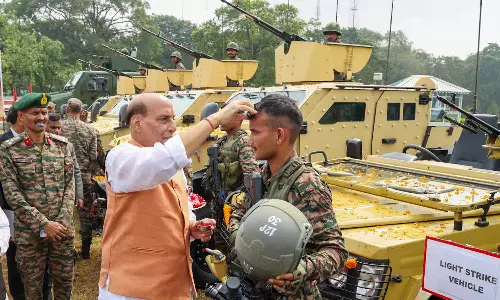 Shastra Puja clear indication if need be, weapons will be used with full force: Rajnath