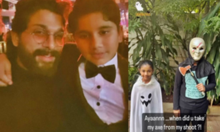 Allu Arjun’s son Ayaan takes his ‘Pushpa’ axe for Halloween Allu Arjun’s son Ayaan takes his ‘Pushpa’ axe for Halloween
