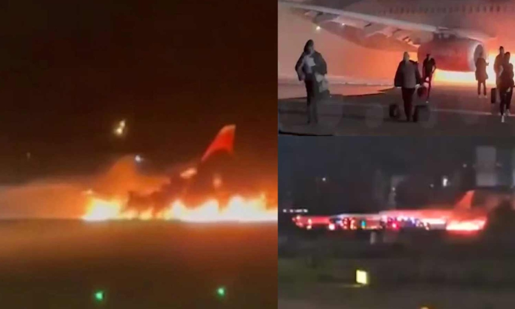 Russian plane catches fire after landing in Turkey, passengers and crew safely evacuated Russian plane catches fire after landing in Turkey, passengers and crew safely evacuated