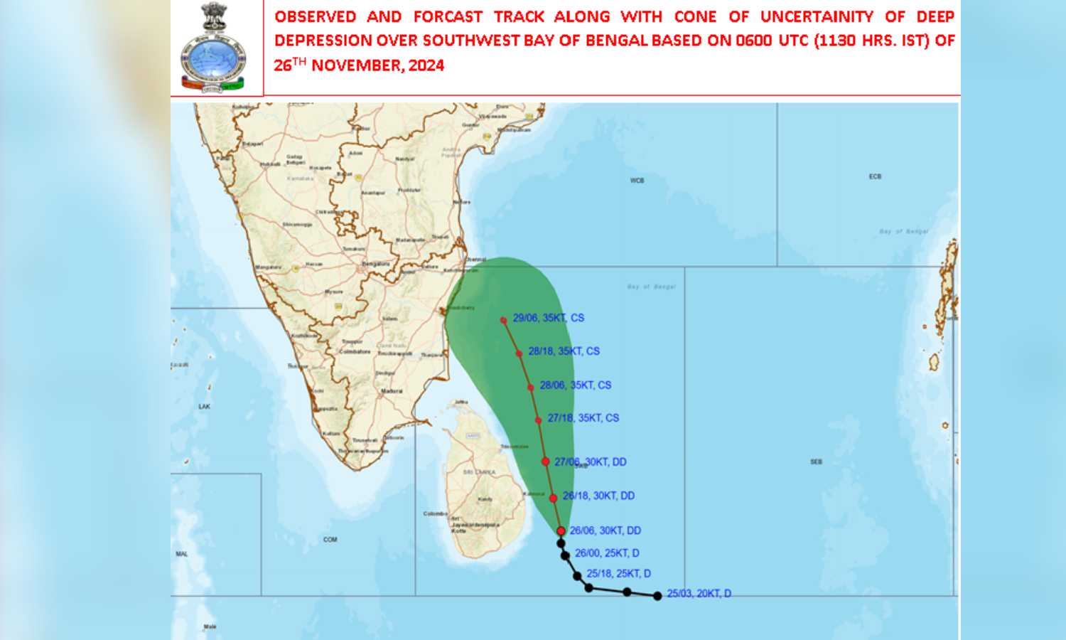 Cyclone Fengal ‘very likely’ by November 27. Will it hit Chennai? Weathermen track ‘cone of uncertainty’