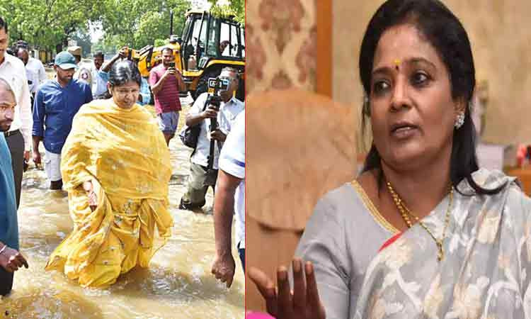 Tamilisai criticises Kanimozhi’s statement on flood impact in Thoothukudi Tamilisai criticises Kanimozhi’s statement on flood impact in Thoothukudi