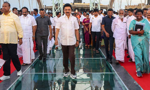 CM’s stamp on Kumari glass bridge indelible: Minister EV Velu CM’s stamp on Kumari glass bridge indelible: Minister EV Velu