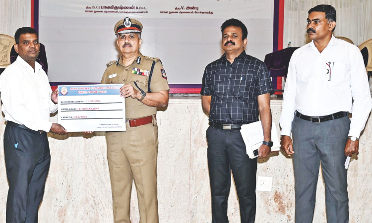 Avadi CoP hands over Rs 56 lakh to cybercrime victims Avadi CoP hands over Rs 56 lakh to cybercrime victims