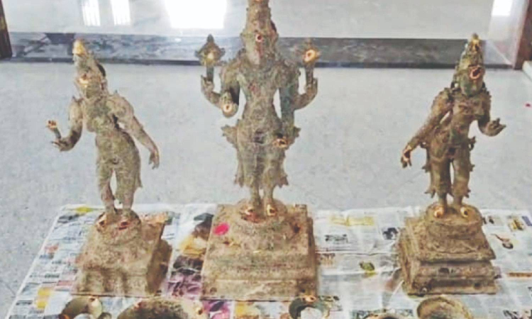 3 panchaloha idols unearthed in Tiruchy while digging ground for constructing water tank