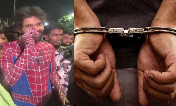 Watch | Chennai police detain Spiderman for standing atop hotel, cars on Anna Salai road