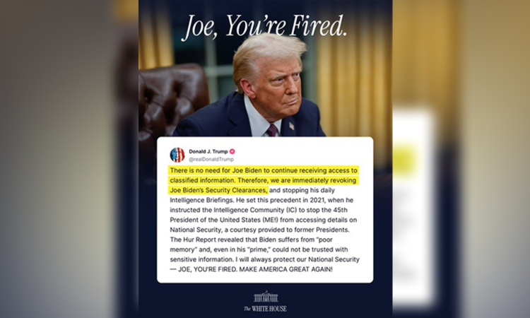 Trump revokes Bidens security clearances, cites poor memory and national security concerns Trump revokes Bidens security clearances, cites poor memory and national security concerns
