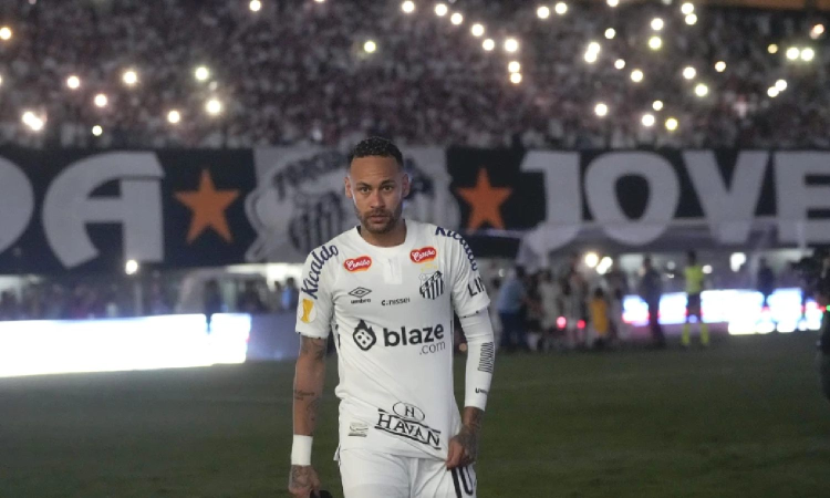 Neymar scores his first goal since returning to Santos in Brazil Neymar scores his first goal since returning to Santos in Brazil