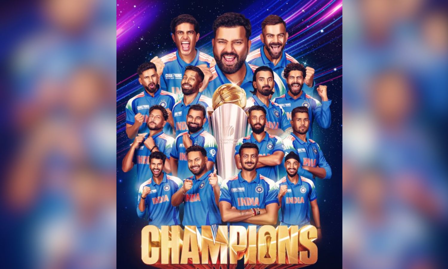 India win third Champions Trophy title with four-wicket victory over New Zealand