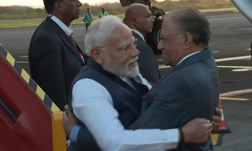 PM Modi arrives in Mauritius on two-day State Visit, receives ceremonial welcome