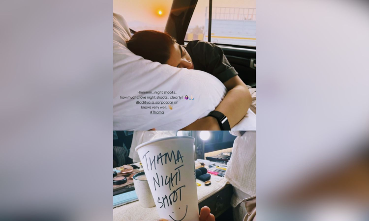 Rashmika Mandanna reveals what a night shoot looks like on the Thama set