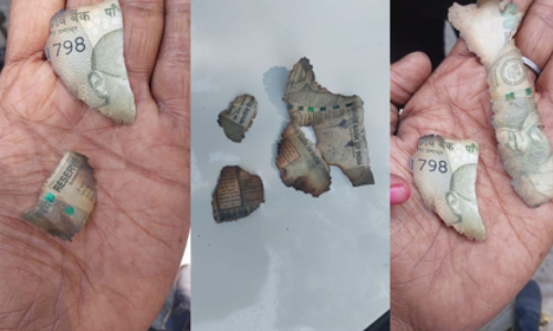 Sanitation worker chances upon burnt Rs-500 notes outside Justice Yashwant Varmas house in Delhi