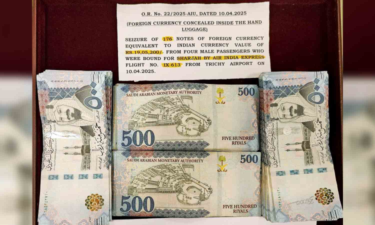 Saudi Riyal worth Rs 19 lakh seized from 4 fliers at Tiruchy airport