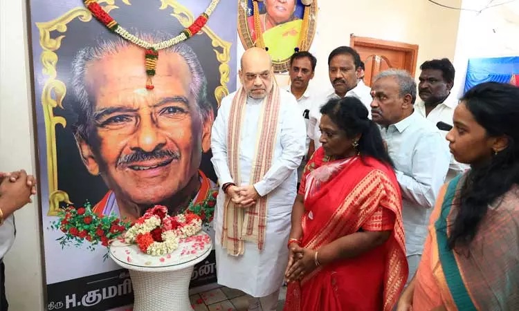 Union Minister Amit Shah visits bereaved Tamilisai at her residence, consoles her