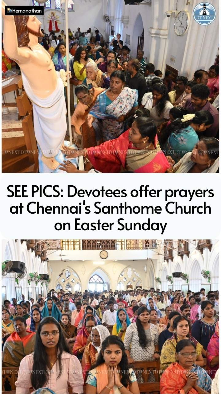 SEE PICS: Devotees offer prayers at Chennais Santhome Church on Easter Sunday SEE PICS: Devotees offer prayers at Chennais Santhome Church on Easter Sunday