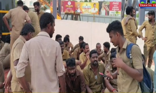 Temporary bus drivers, conductors stage protest demanding permanent jobs