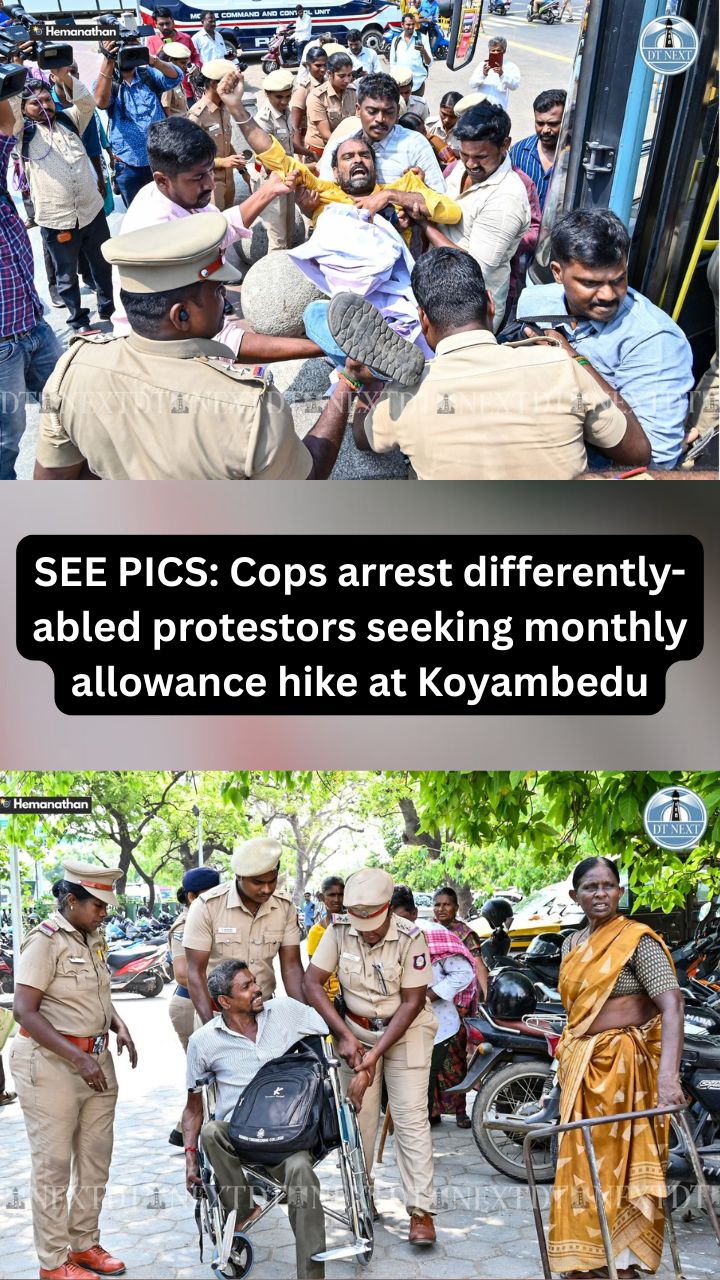 SEE PICS: Cops arrest differently-abled protestors seeking monthly allowance hike at Koyambedu SEE PICS: Cops arrest differently-abled protestors seeking monthly allowance hike at Koyambedu