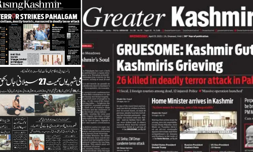 Kashmir newspapers print front page black to protest Pahalgam terror attack