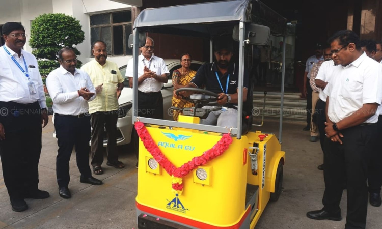 New electric trucks to tow trolleys in Chennai airport New electric trucks to tow trolleys in Chennai airport
