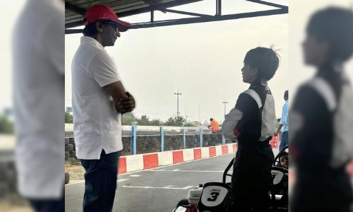 Driving ace Narain Karthikeyan gives tips to Ajiths son Aadvik on car racing