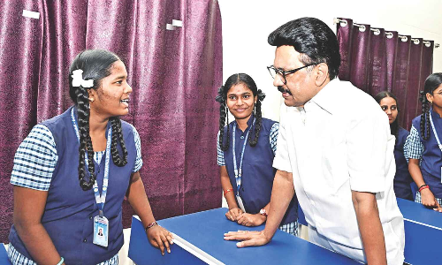 Brick by brick, model schools getting own buildings; CM Stalin unveils Tiruchy facility Brick by brick, model schools getting own buildings; CM Stalin unveils Tiruchy facility