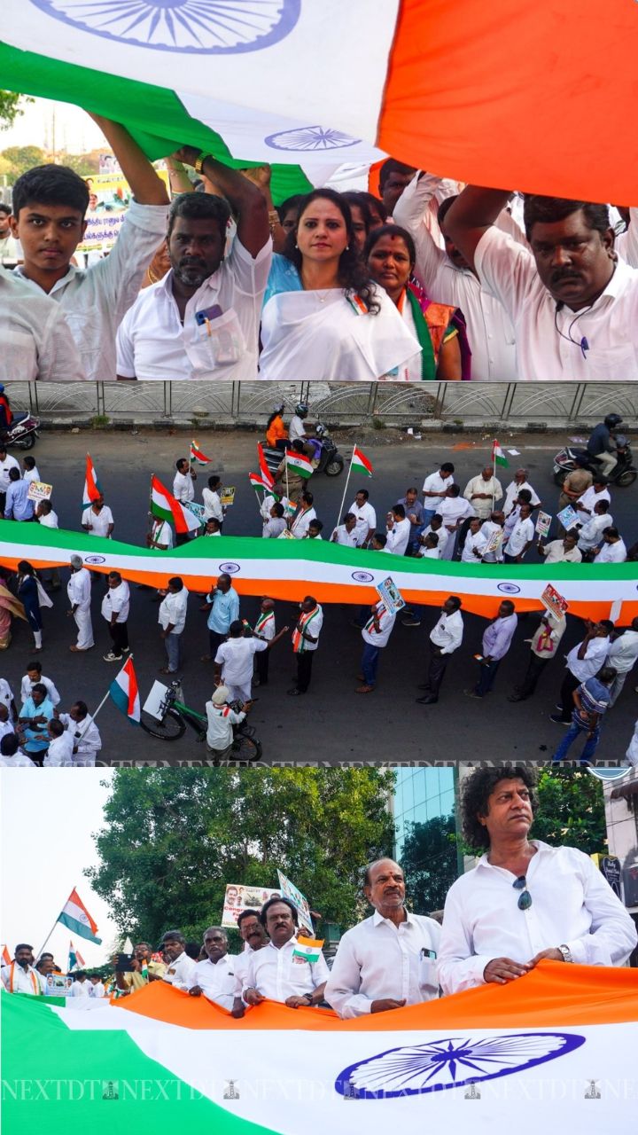 SEE PICS: Members of INC marches with Tricolor to tribute Indian soldiers