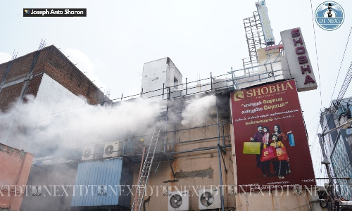 Fire breaks out at textile shop in Ranganathan Street