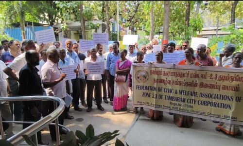 Angry Tambaram residents surround Mayor Vasantha Kumari with questions on utilities