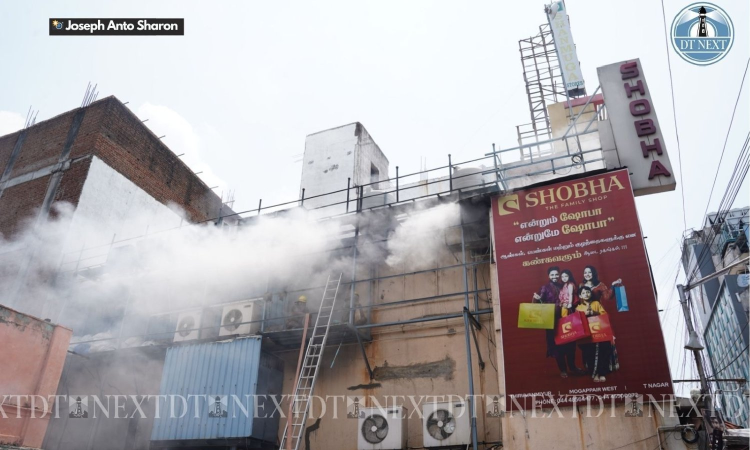 Fire breaks out at textile shop in Ranganathan Street