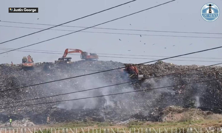 Fire breaks out at Perungudi garbage dump yard in Chennai