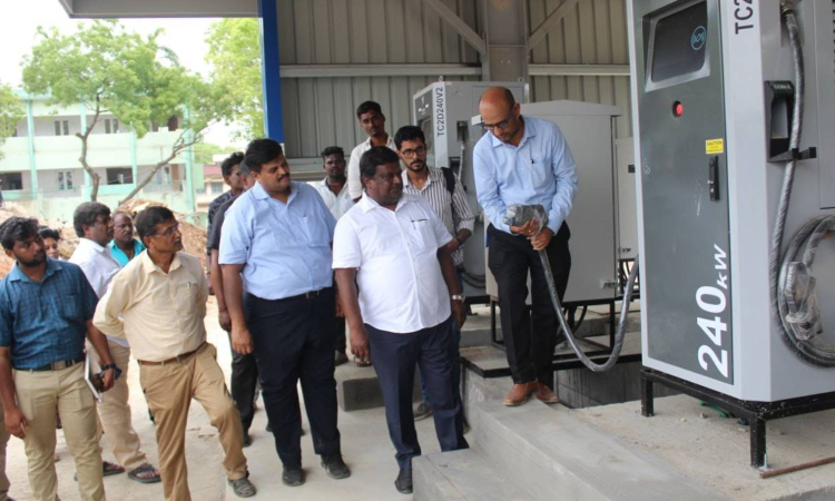 Minister Sivasankar inspects e-bus infra work at Vyasarpadi depot ahead of June launch