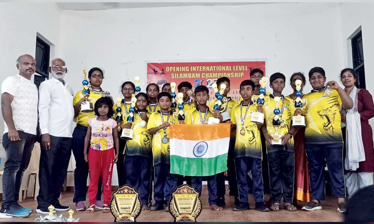 Silambam students from RA Puram school win medals at international tournament