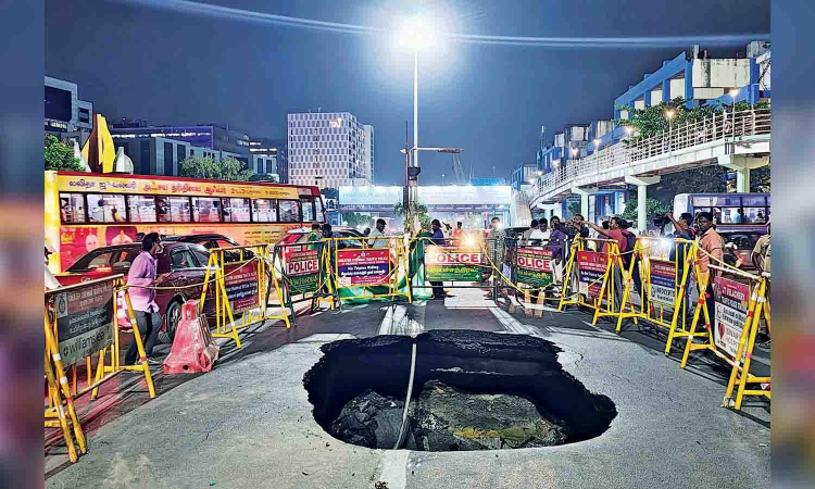 Sinkhole on OMR: Repairs underway, expected to be completed in two days