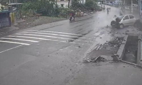 Narrow escape for elderly man as speeding car loses control near Mettupalayam, video goes viral Narrow escape for elderly man as speeding car loses control near Mettupalayam, video goes viral