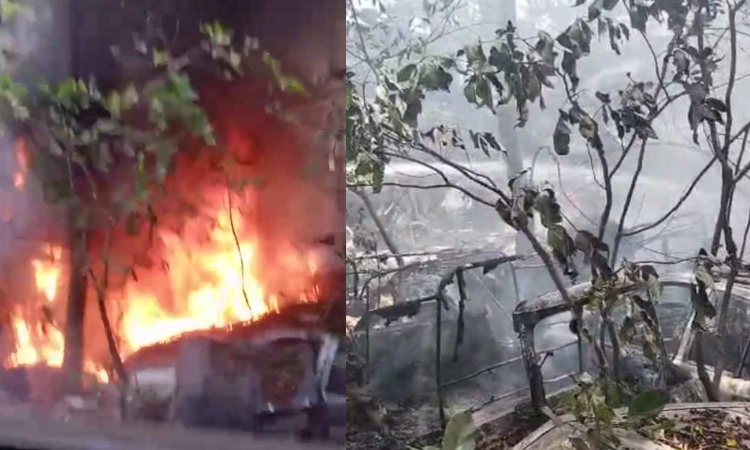 Seized vehicles destroyed in  fire accident near Police station in Pammal