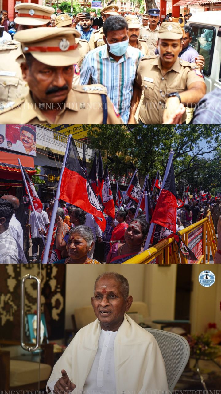 Photos of the day: AIADMK Protest, Anna Univ Case, Ilaiyaraaja B`day, & more