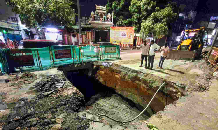 Chennai: Caved-in junction on PH Road repaired, re-laid