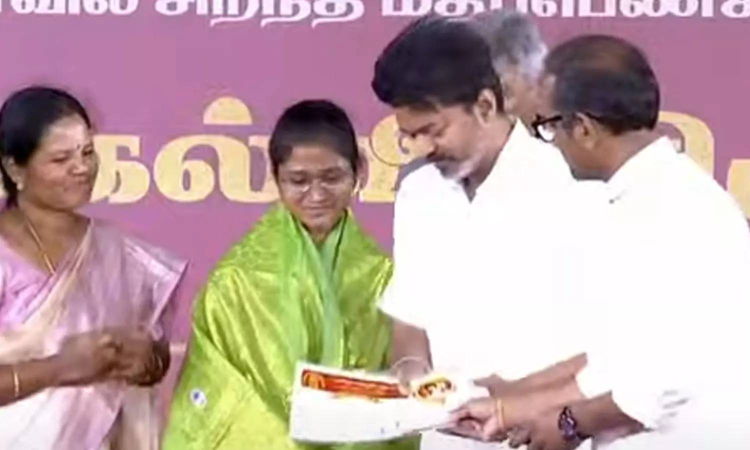 TVK chief Vijay felicitates board toppers from Tamil Nadu and Puducherry