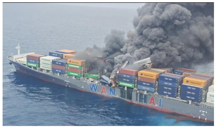 Drift and oil spill advisory issued after fire on container ship off Kerala coast