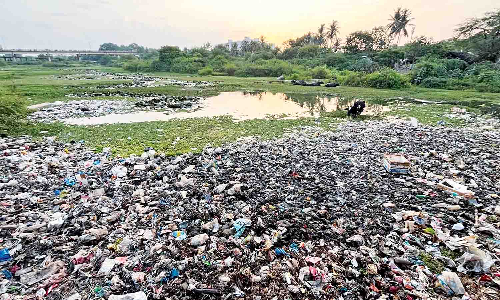 Residents, hawkers pollute Cooum River near Tiruvallur railway station