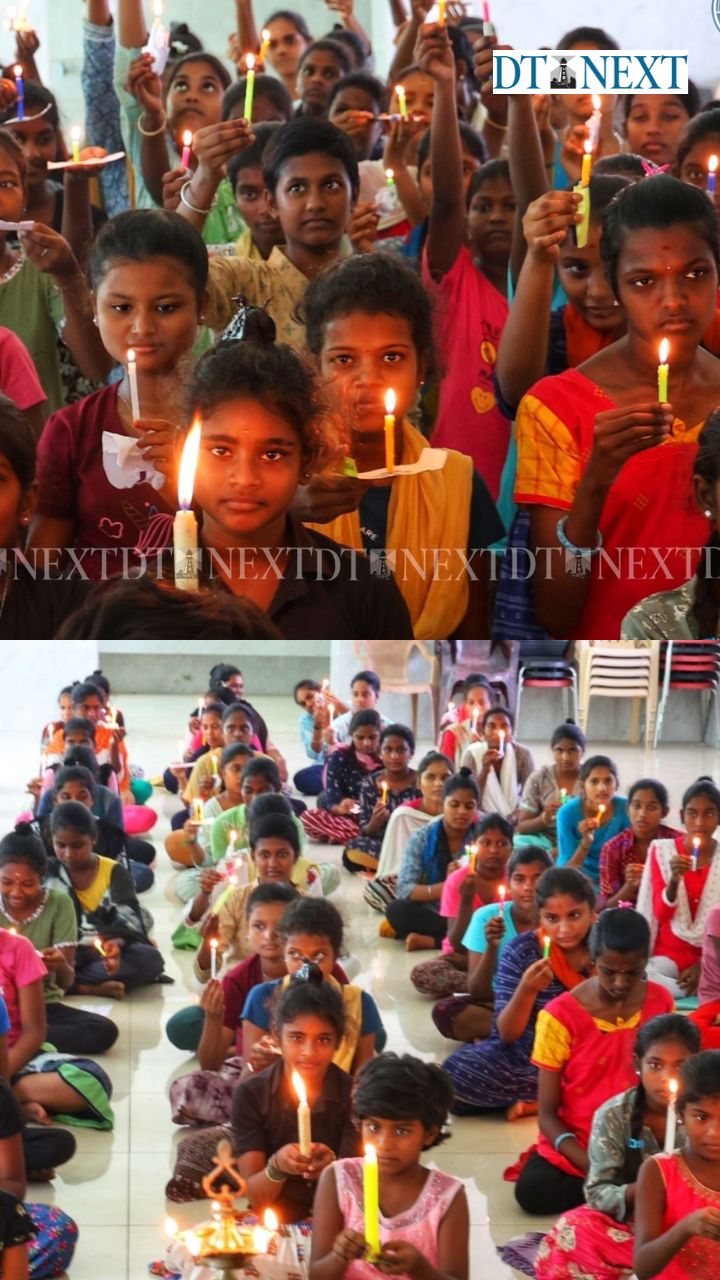 Chennai kids light candles and pray for Ahmedabad plane crash Chennai kids light candles and pray for Ahmedabad plane crash