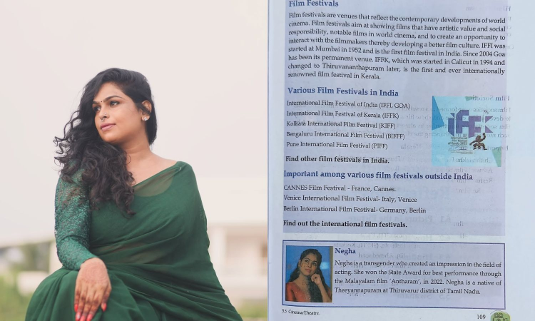 Tamil trans actor Negha featured in Kerala textbook, calls it a healing moment