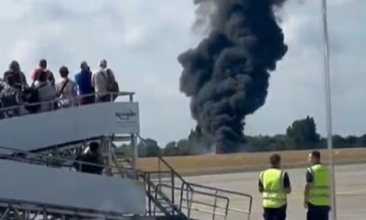 Emergency services at scene of small plane crash at London Southend Airport