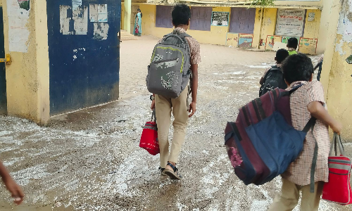 Govt school in Ponneri flooded after water pipeline burst