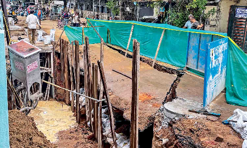 SWD works at Choolaimedu damages road at Bajanai Koil Street SWD works at Choolaimedu damages road at Bajanai Koil Street