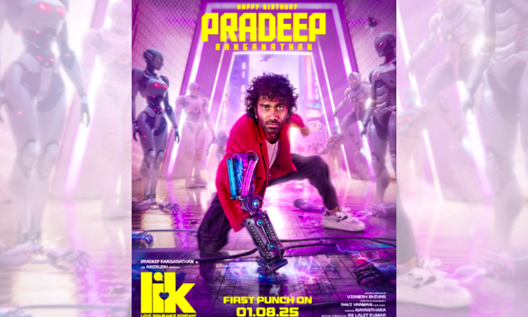 Vignesh Shivan releases new poster of Love Insurance Kompany on Pradeep Ranganathans birthday